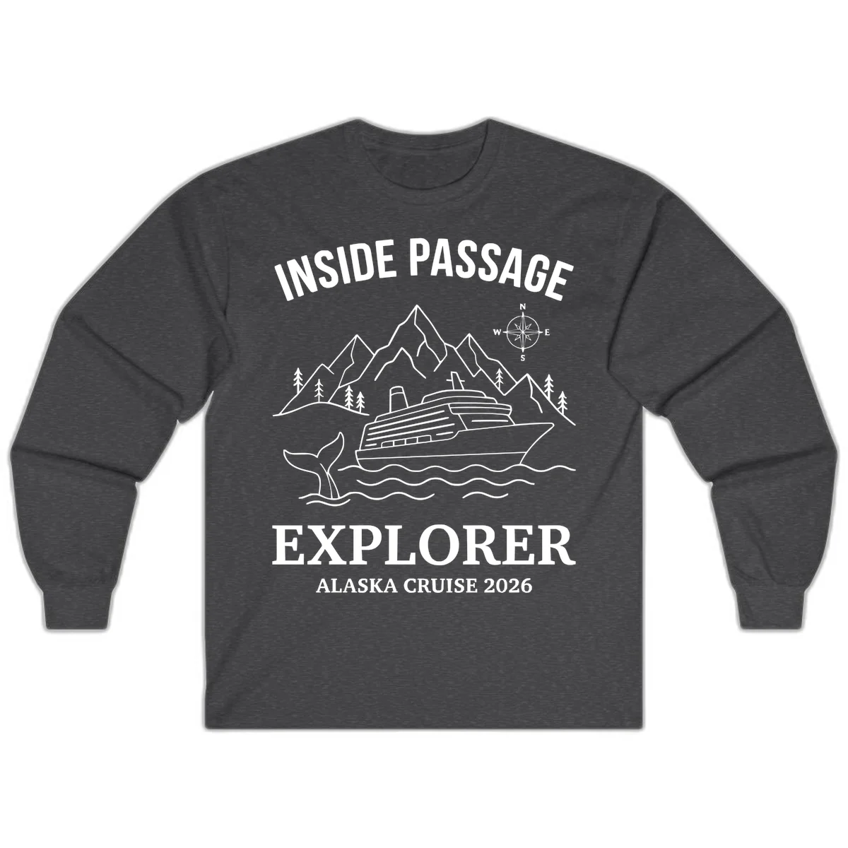 Inside Passage Explorer Alaska Cruise 2026 Long Sleeve in Dark Heather