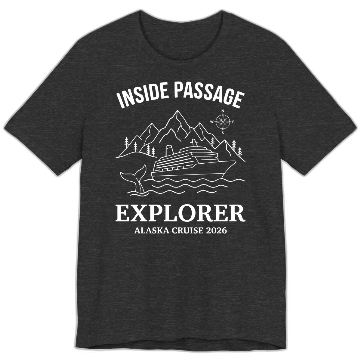 Inside Passage Explorer Alaska Cruise 2026 Premium Tee in Dark Grey Heather