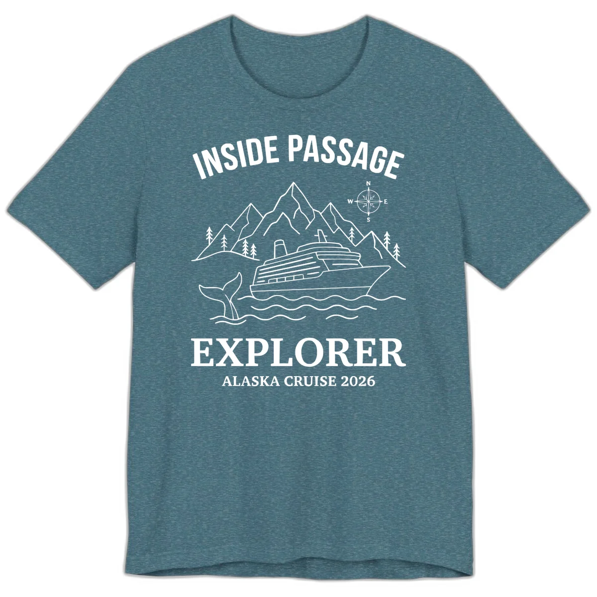 Inside Passage Explorer Alaska Cruise 2026 Premium Tee in Heather Deep Teal