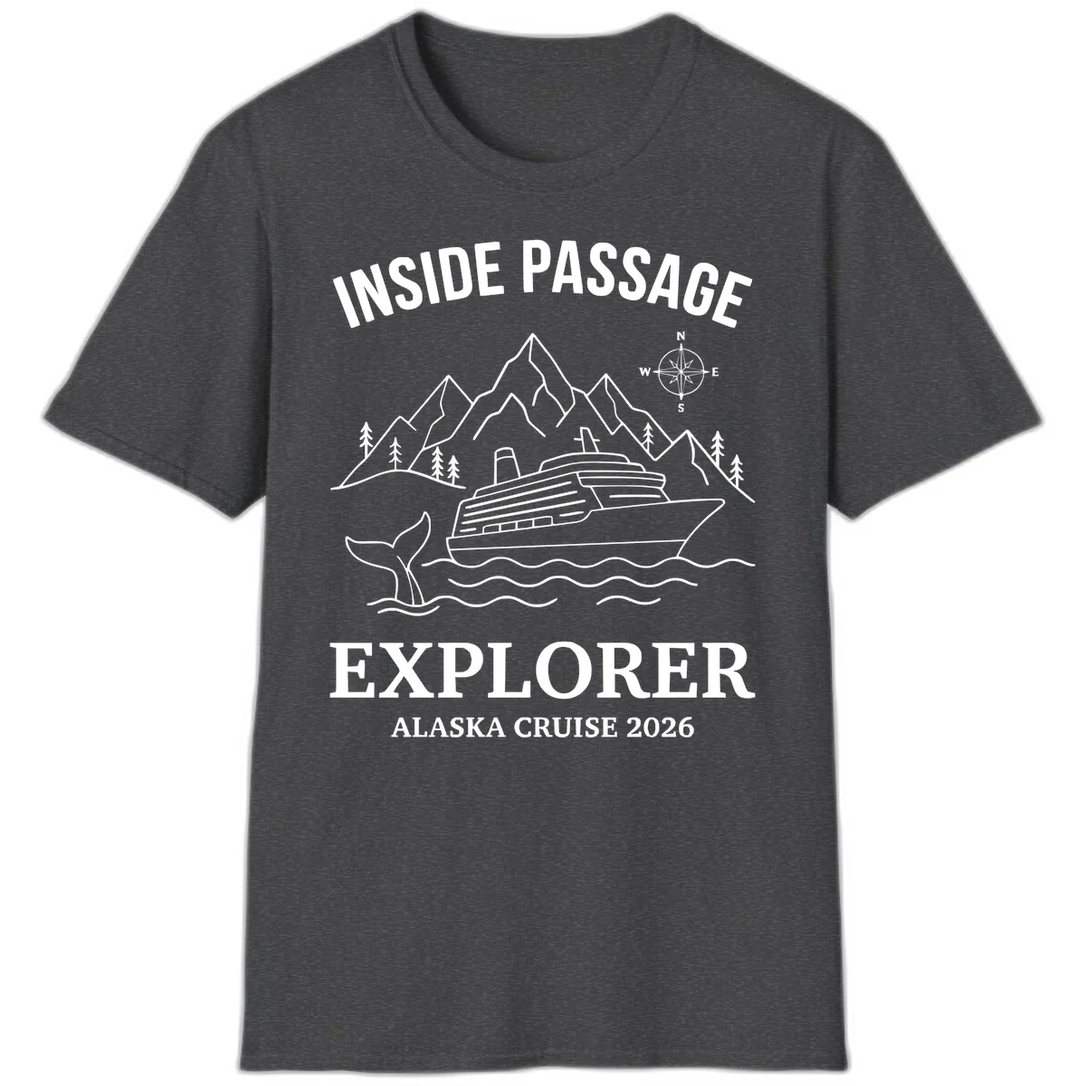Inside Passage Explorer Alaska Cruise 2026 T-Shirt in Dark Heather