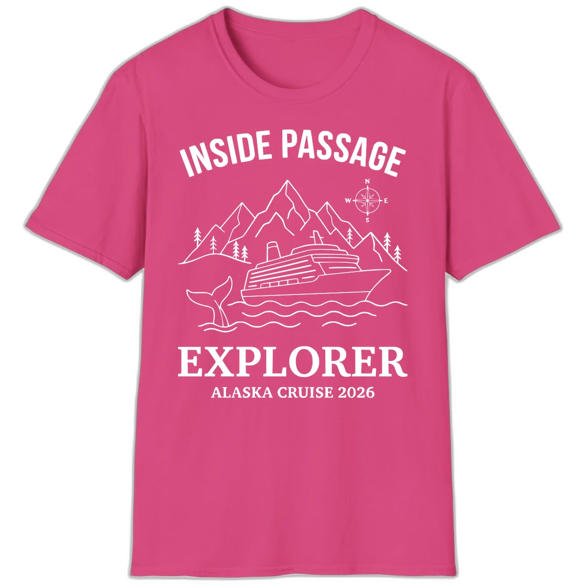 Inside Passage Explorer Alaska Cruise 2026 T-Shirt in Heliconia