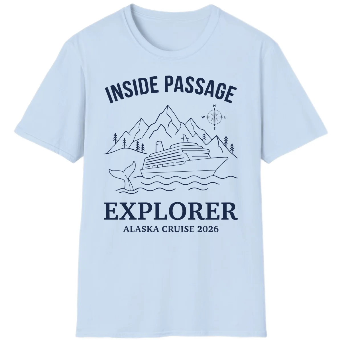 Inside Passage Explorer Alaska Cruise 2026 T-Shirt in Light Blue