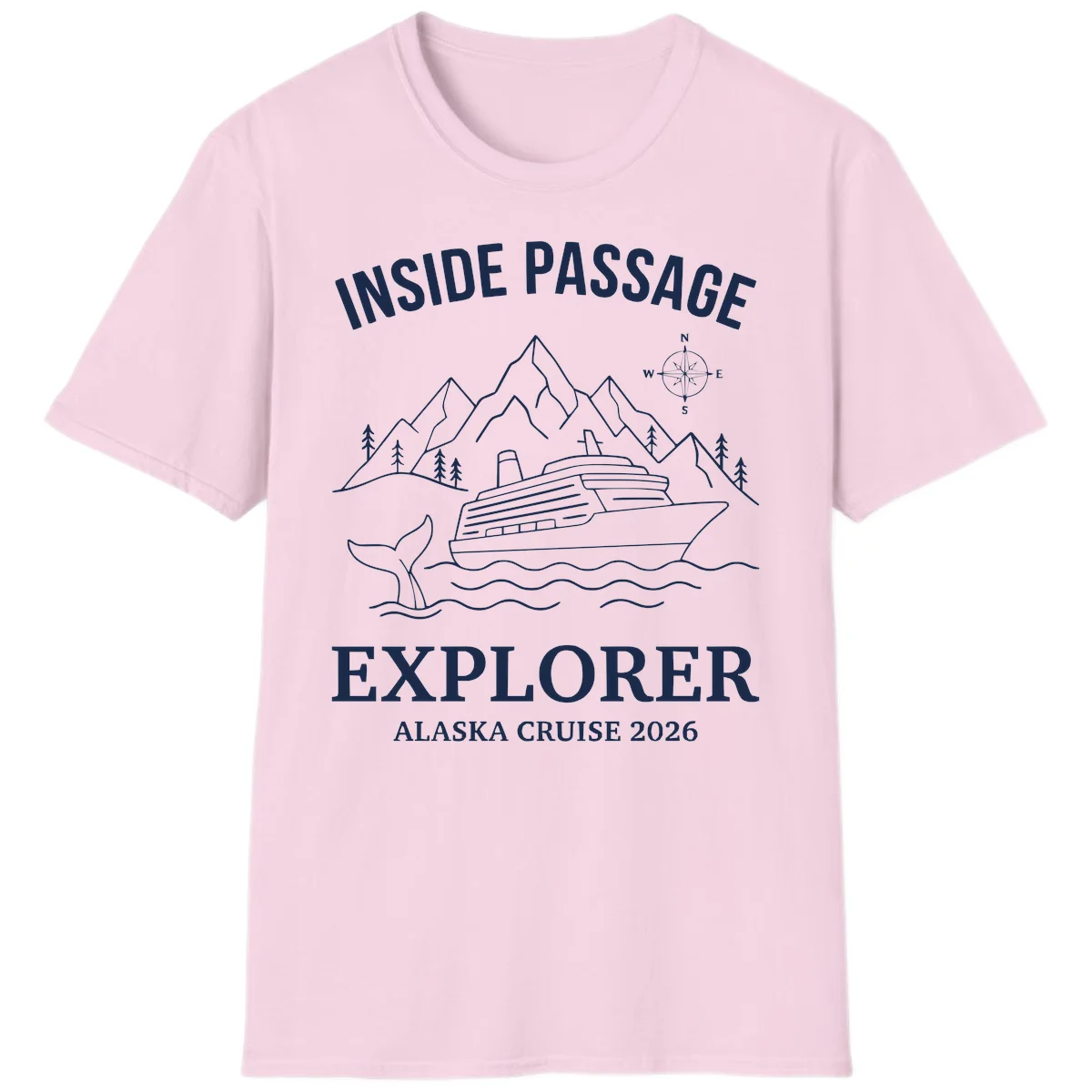 Inside Passage Explorer Alaska Cruise 2026 T-Shirt in Light Pink