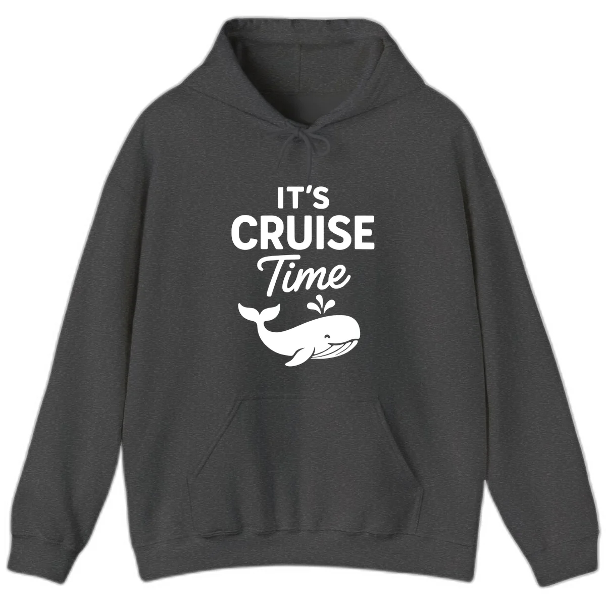 It's Cruise Time Whale Hoodie in Dark Heather