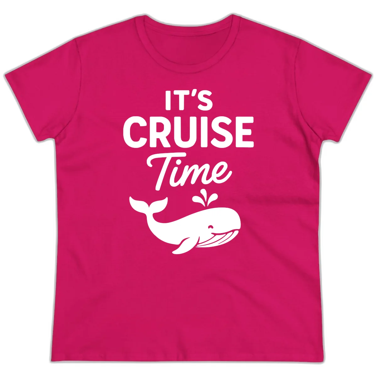 It's Cruise Time Whale Ladies Tee in Heliconia