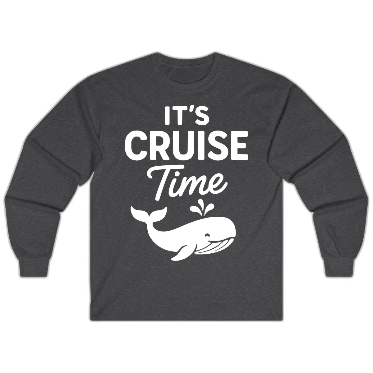 It's Cruise Time Whale Long Sleeve in Dark Heather