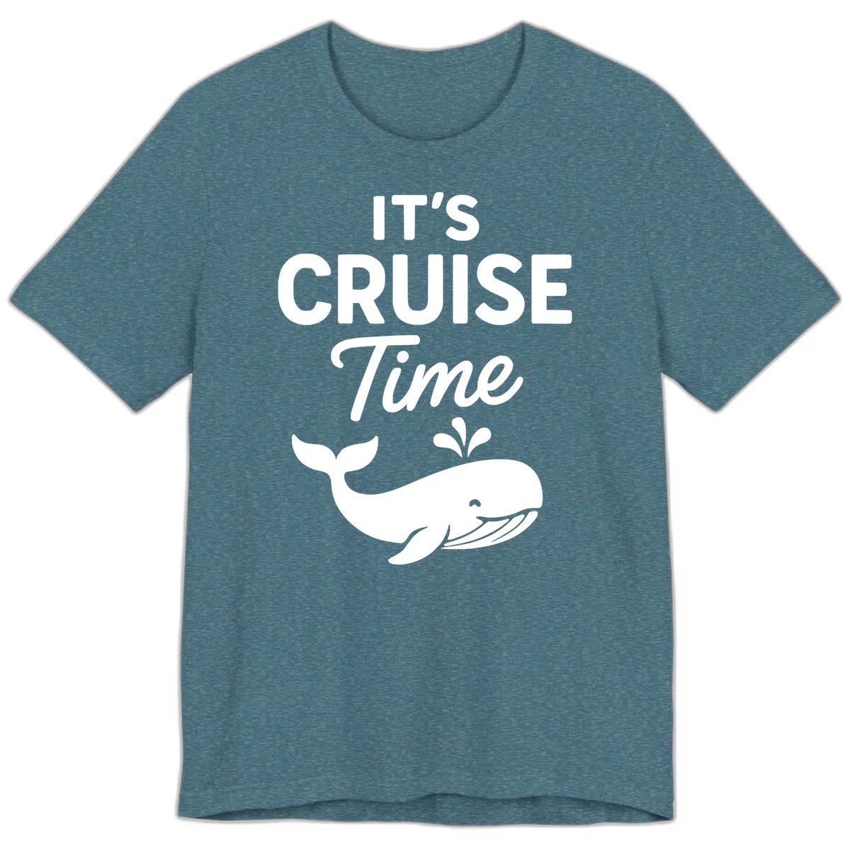 It's Cruise Time Whale Premium Tee in Heather Deep Teal