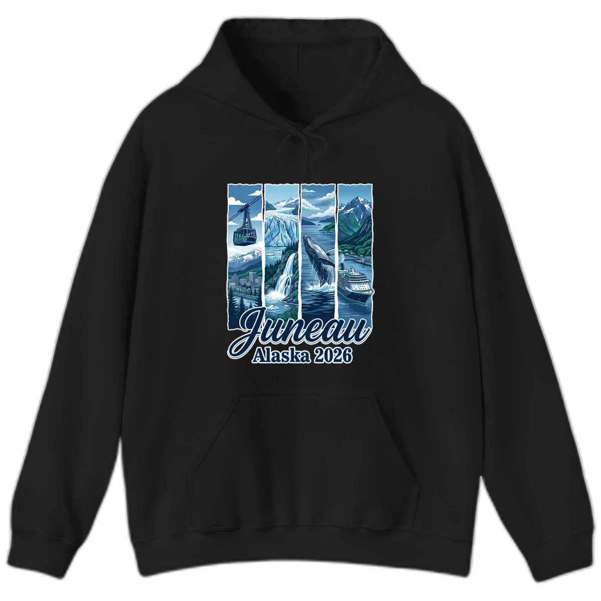 Alaska 2026 Adventure Collage Hoodie in Black