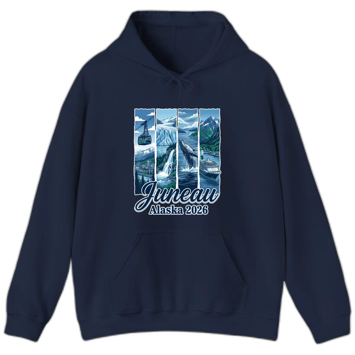 Alaska 2026 Adventure Collage Hoodie in Navy