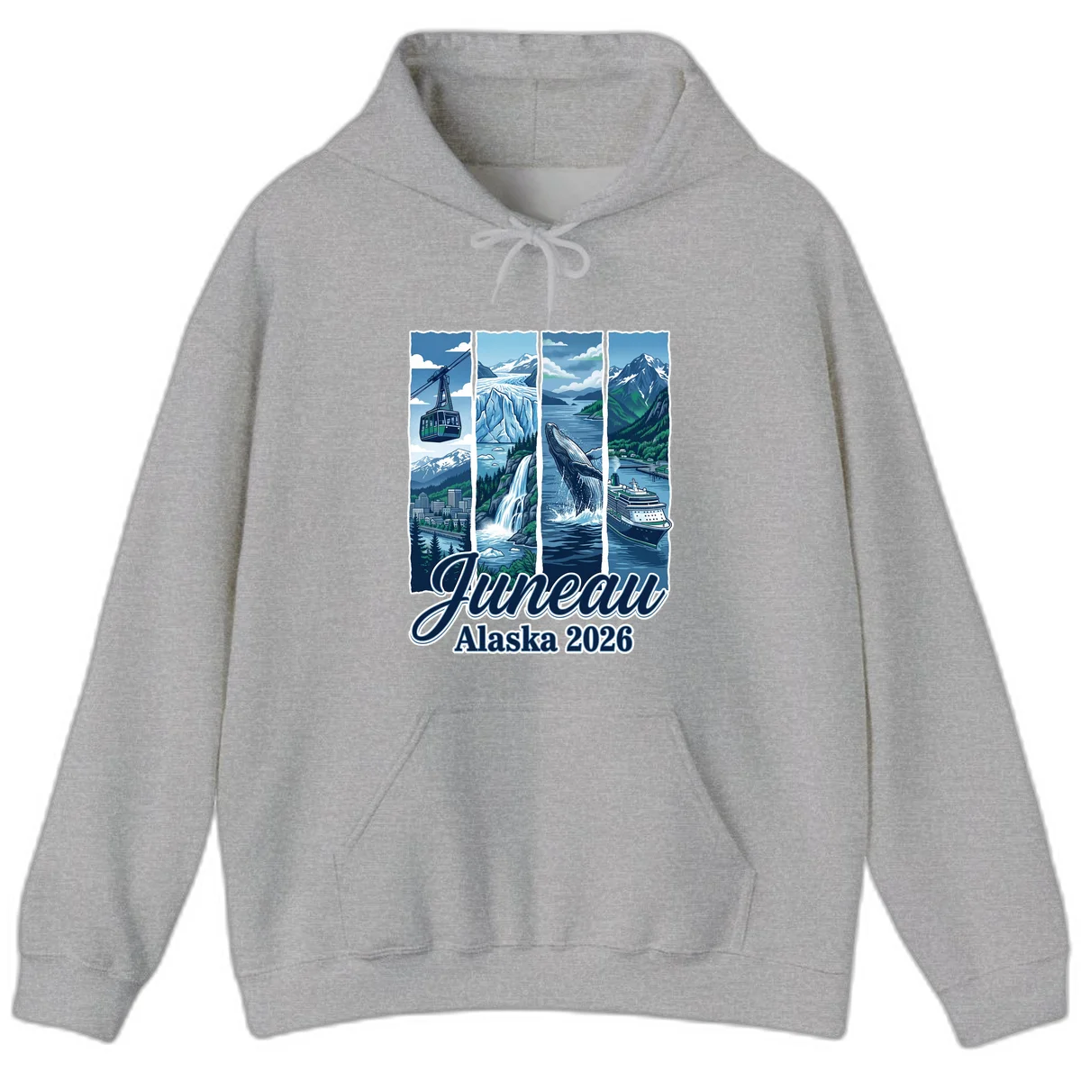 Alaska 2026 Adventure Collage Hoodie in Sport Grey
