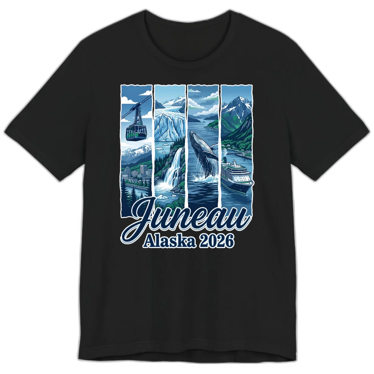 Alaska 2026 Adventure Collage Premium T-Shirt in Black