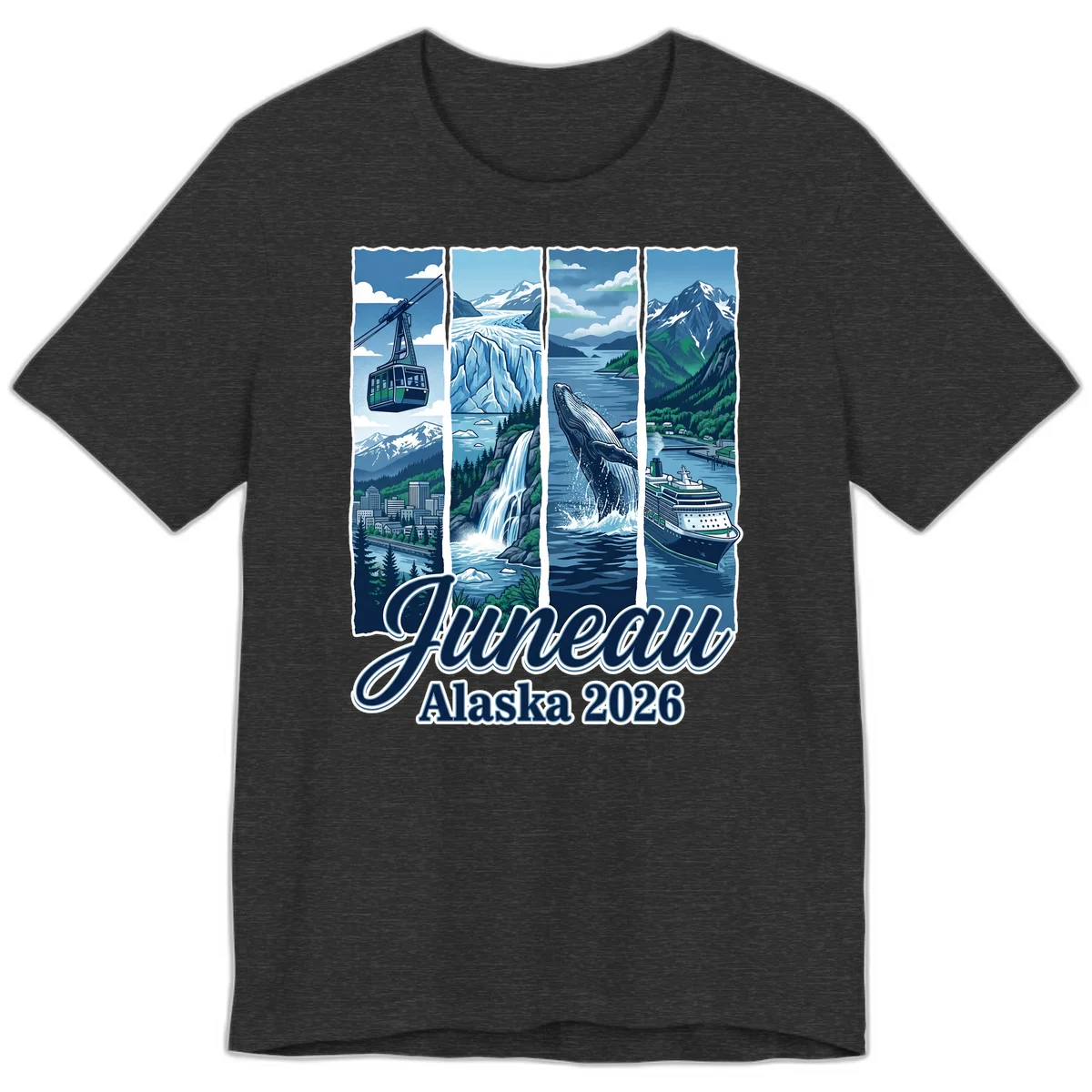 Alaska 2026 Adventure Collage Premium T-Shirt in Dark Grey Heather