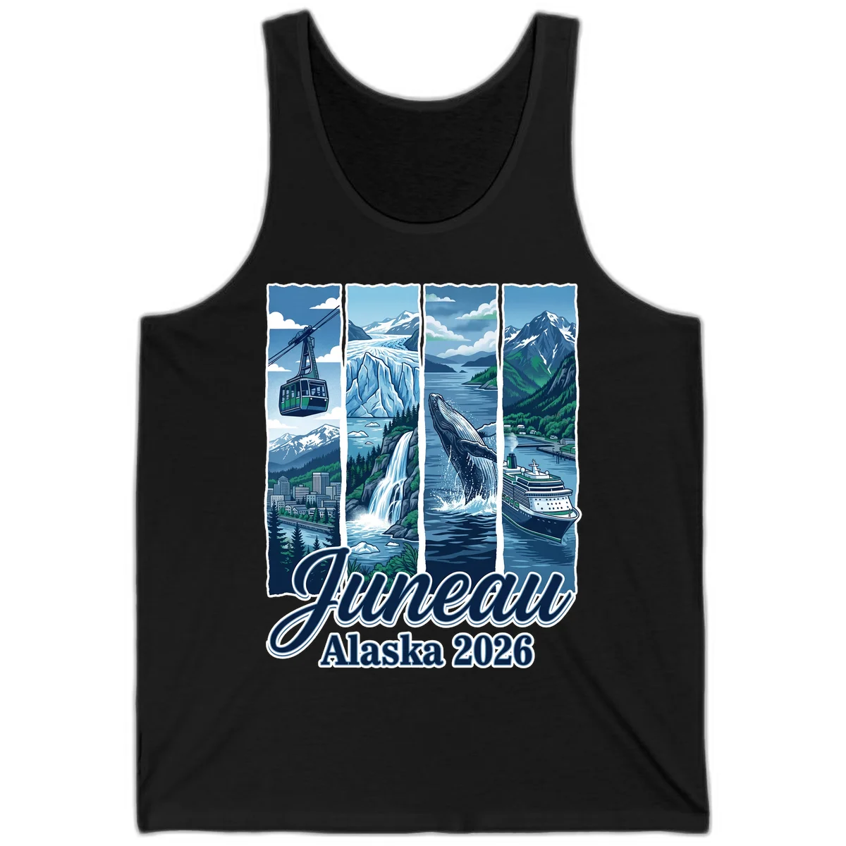 Alaska 2026 Adventure Collage Tank Top in Black