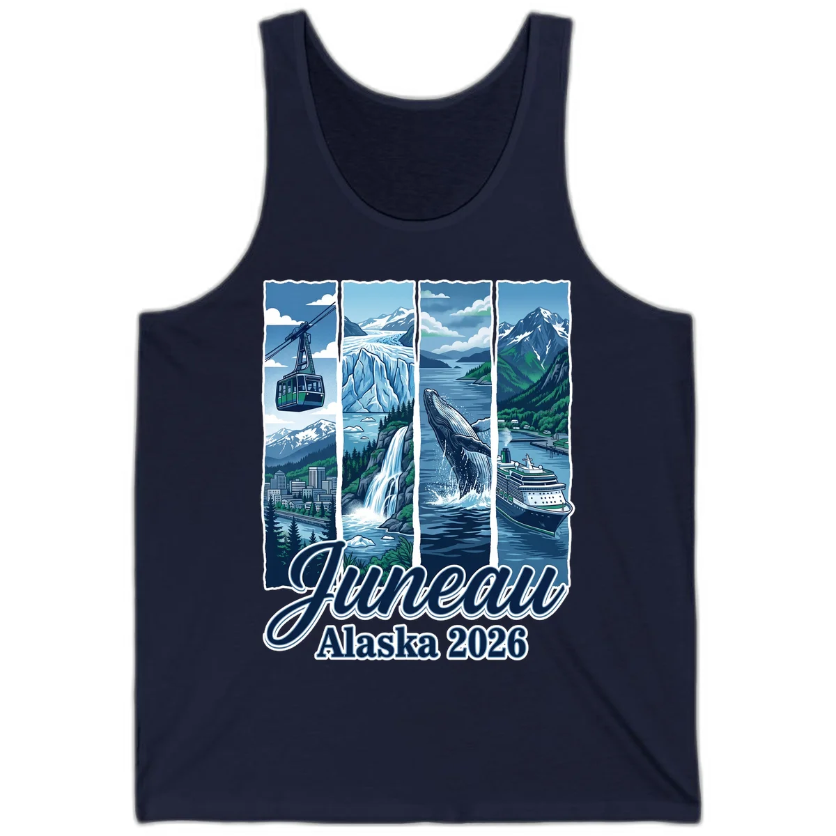 Alaska 2026 Adventure Collage Tank Top in Navy