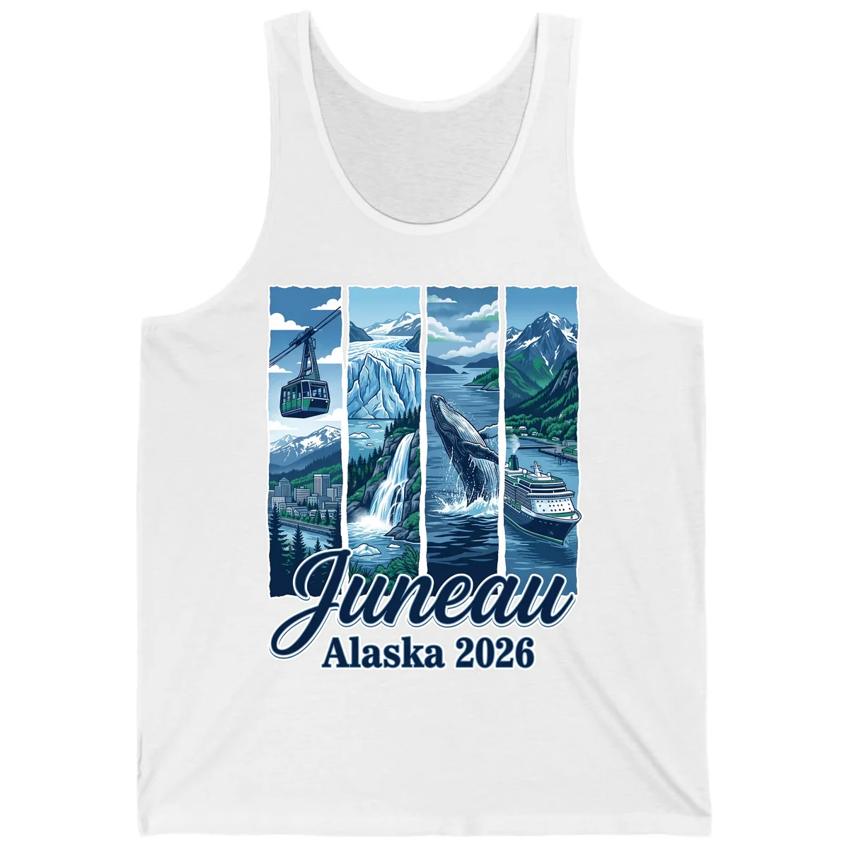 Alaska 2026 Adventure Collage Tank Top in White