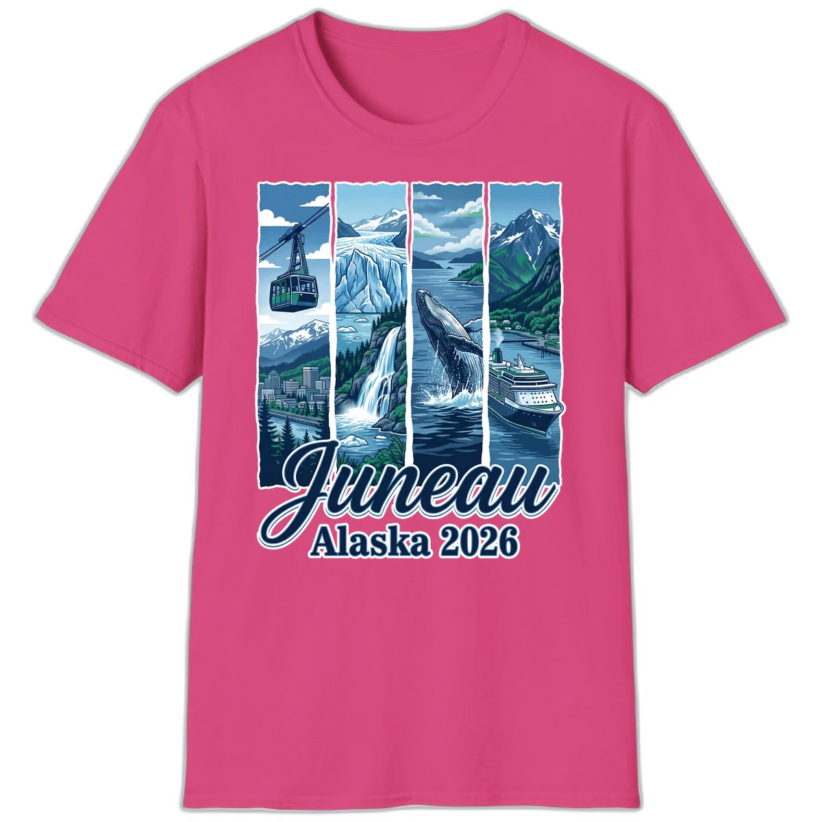 Alaska 2026 Adventure Collage T-Shirt in Heliconia