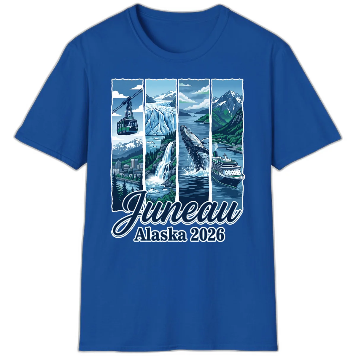 Alaska 2026 Adventure Collage T-Shirt in Royal