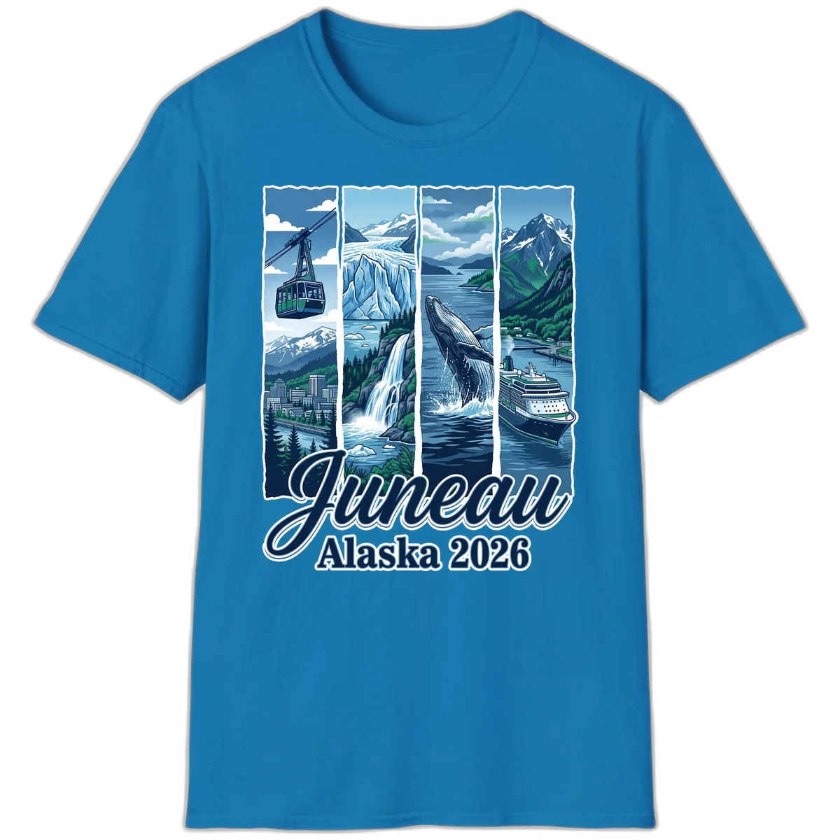 Alaska 2026 Adventure Collage T-Shirt in Sapphire