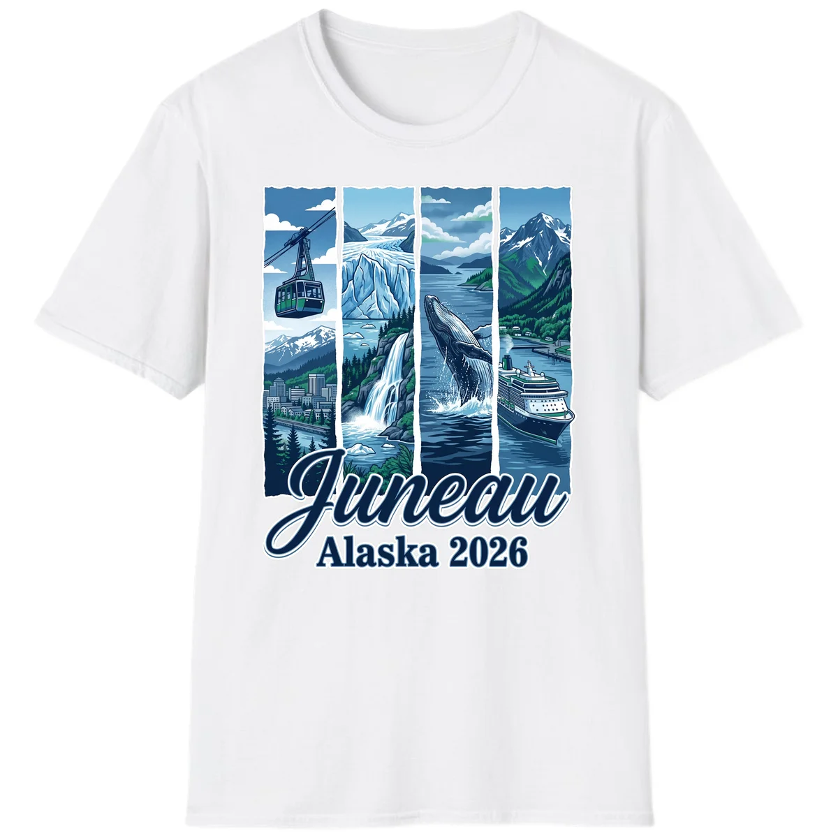 Alaska 2026 Adventure Collage T-Shirt in White