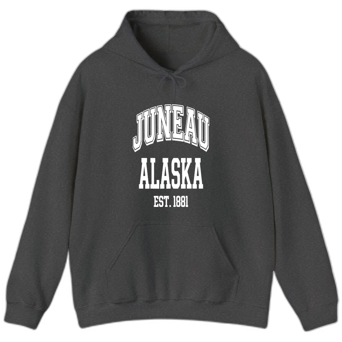 Juneau At Alaska Est 1881 Hoodie in Dark Heather