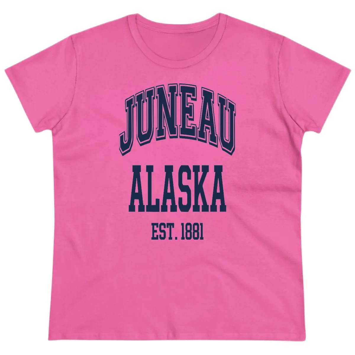 Juneau At Alaska Est 1881 Ladies Tee in Azalea