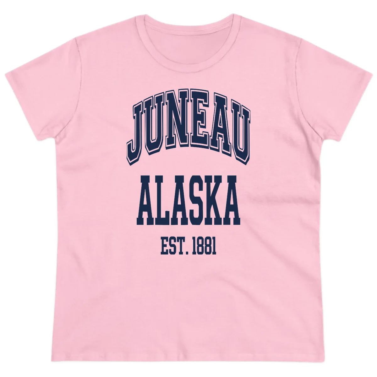 Juneau At Alaska Est 1881 Ladies Tee in Light Pink