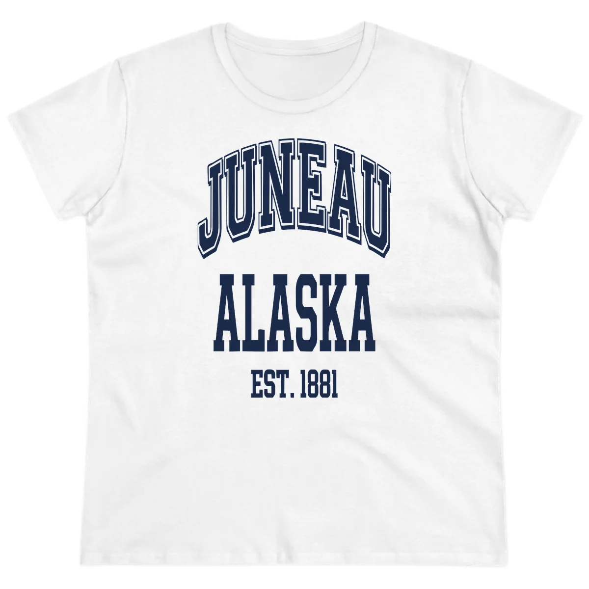 Juneau At Alaska Est 1881 Ladies Tee in White