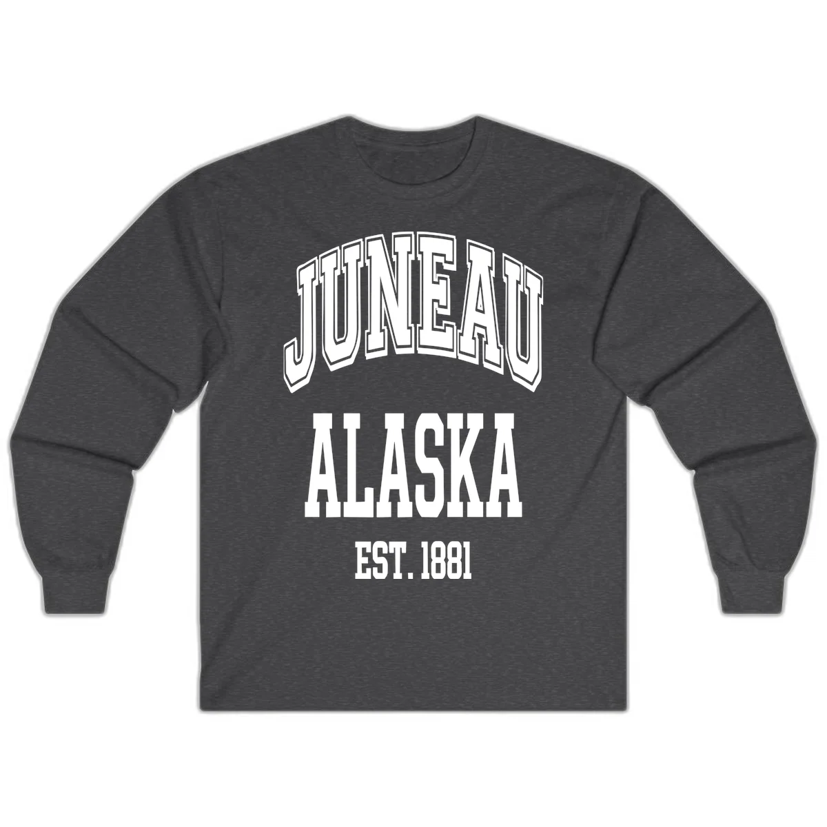 Juneau At Alaska Est 1881 Long Sleeve in Dark Heather