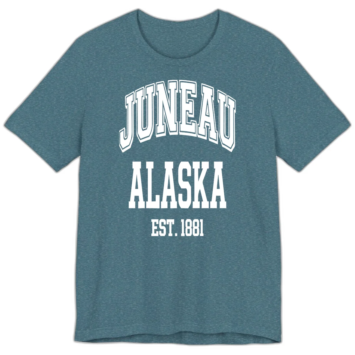 Juneau At Alaska Est 1881 Premium Tee in Heather Deep Teal