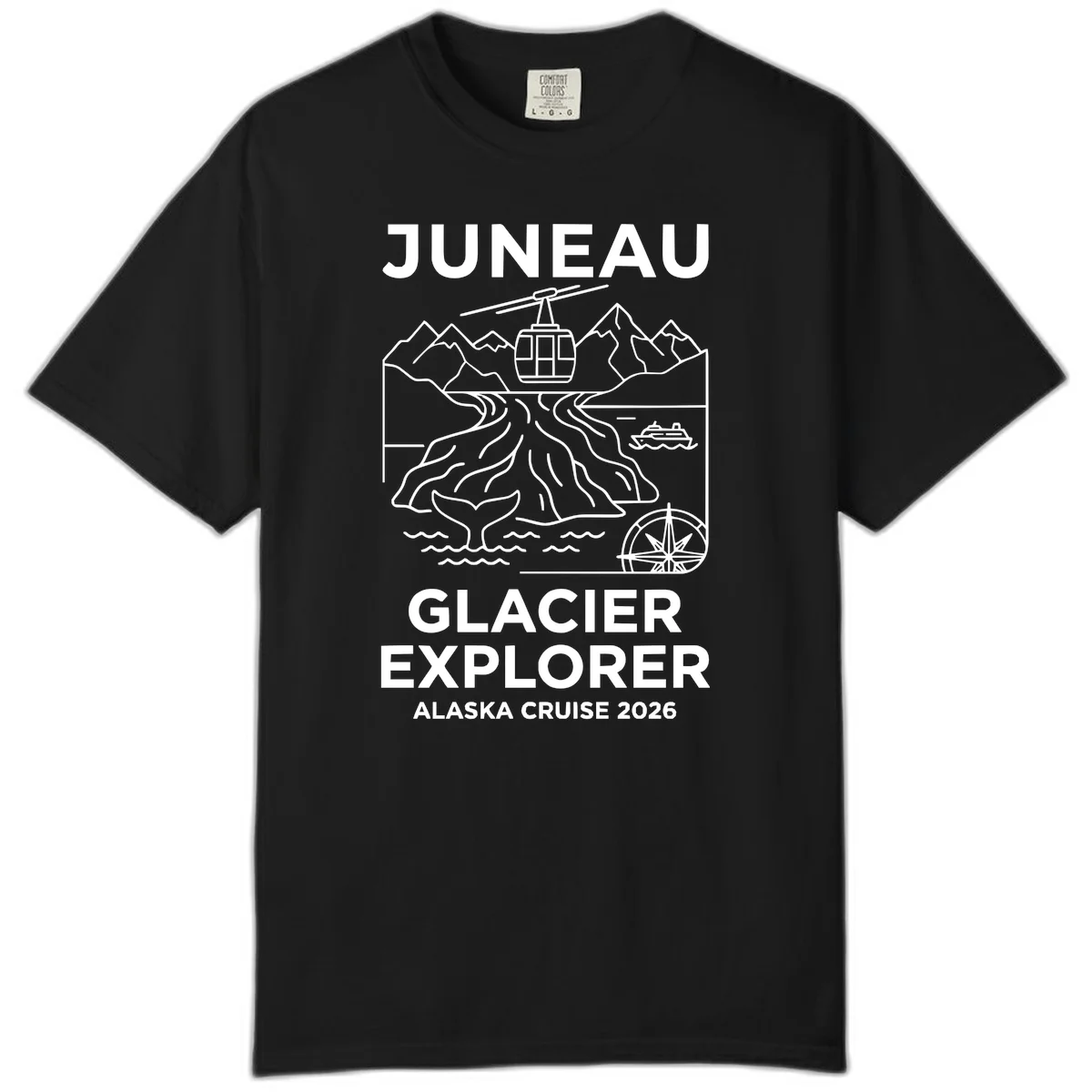 Juneau Glacier Explorer Alaska Cruise 2026 Comfort Color T-Shirt in Black