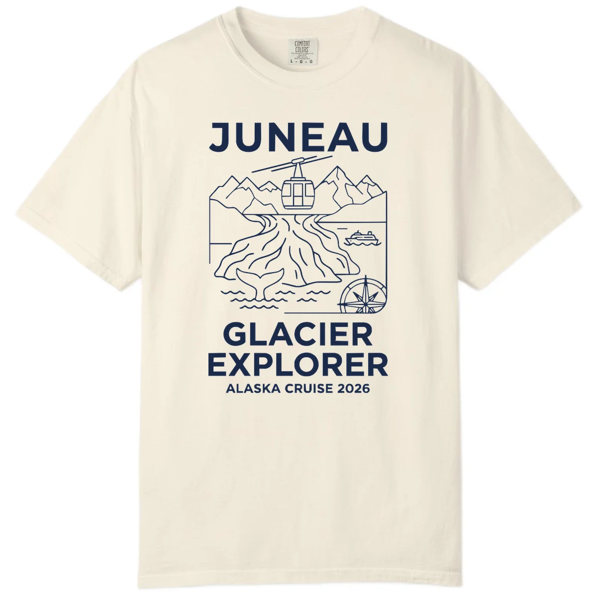 Juneau Glacier Explorer Alaska Cruise 2026 Comfort Color T-Shirt in Ivory