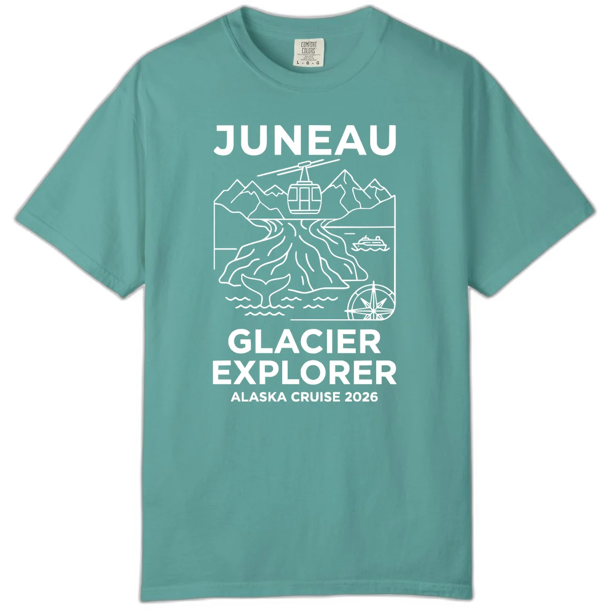 Juneau Glacier Explorer Alaska Cruise 2026 Comfort Color T-Shirt in Seafoam
