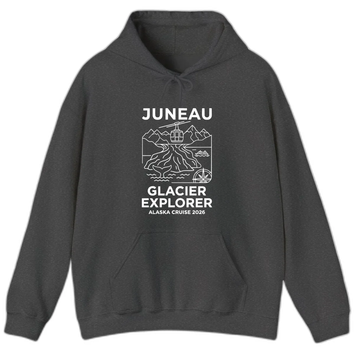 Juneau Glacier Explorer Alaska Cruise 2026 Hoodie in Dark Heather