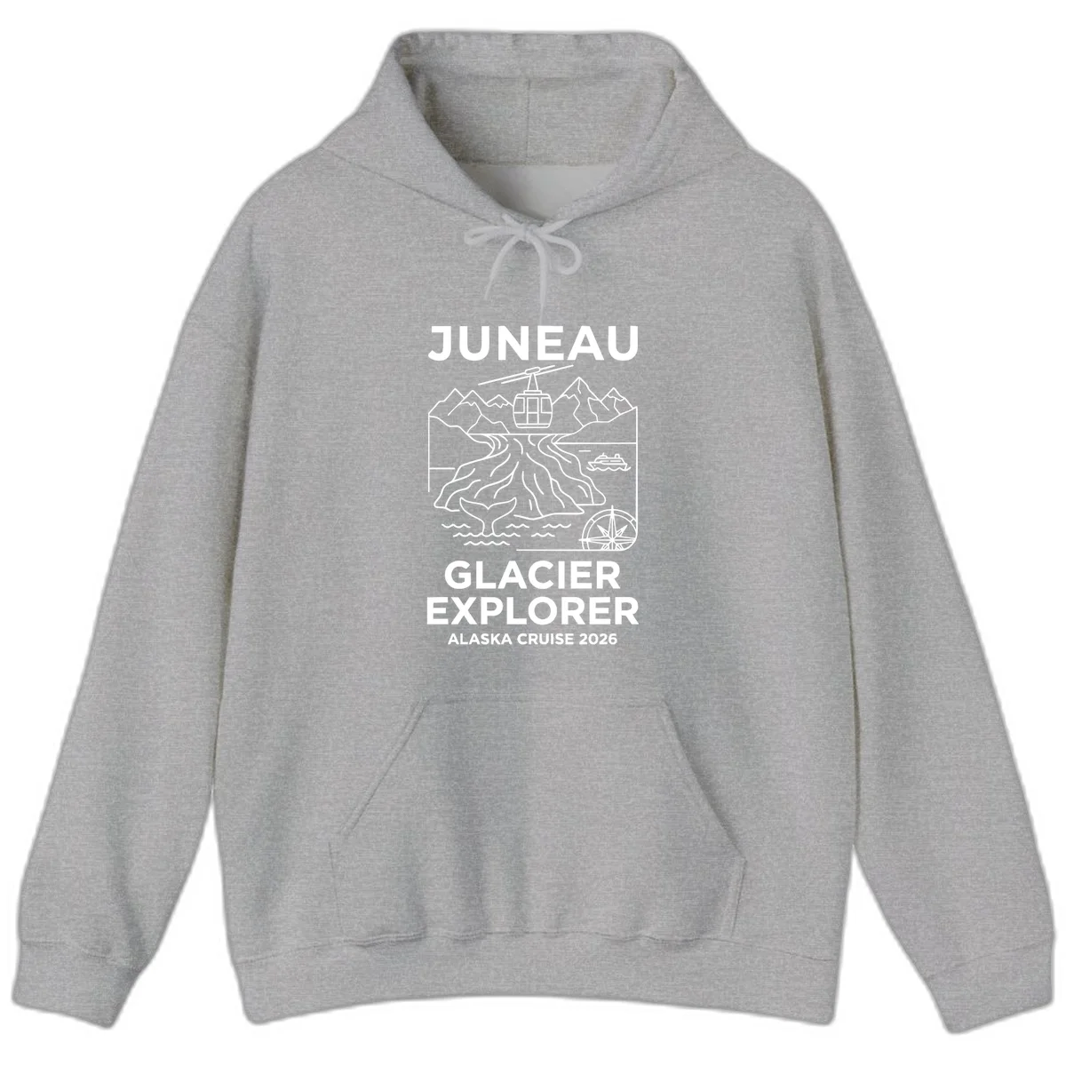 Juneau Glacier Explorer Alaska Cruise 2026 Hoodie in Sport Grey