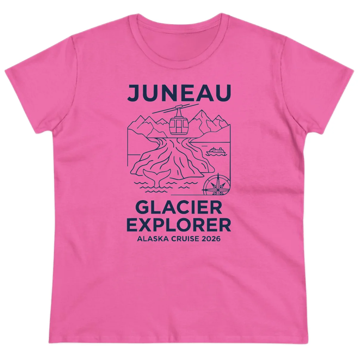Juneau Glacier Explorer Alaska Cruise 2026 Ladies Tee in Azalea