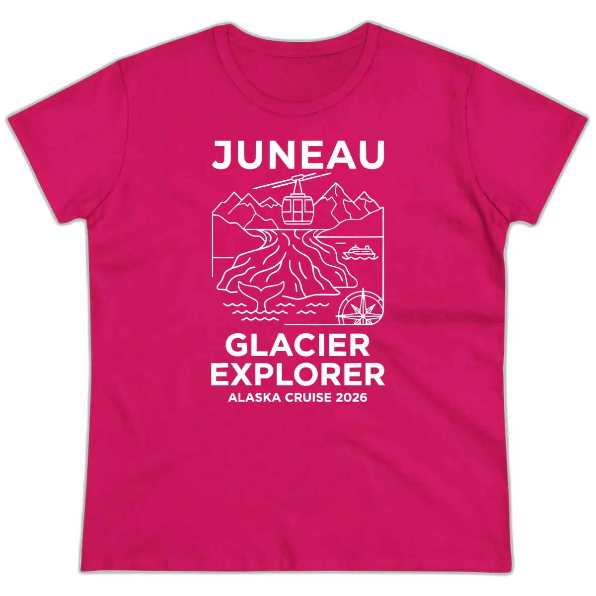 Juneau Glacier Explorer Alaska Cruise 2026 Ladies Tee in Heliconia