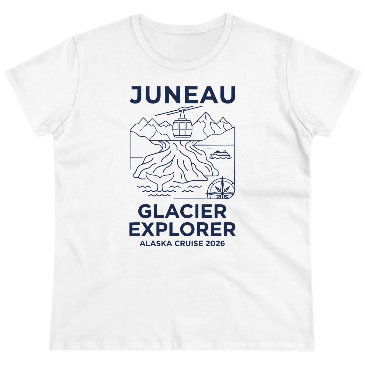 Juneau Glacier Explorer Alaska Cruise 2026 Ladies Tee in White