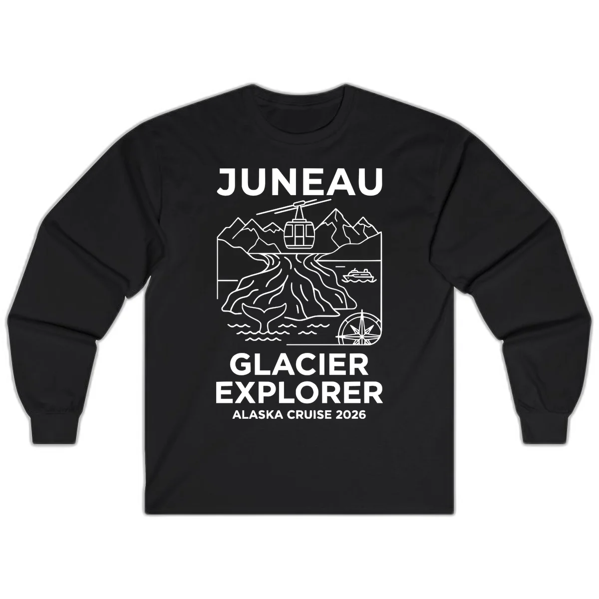 Juneau Glacier Explorer Alaska Cruise 2026 Long Sleeve in Black