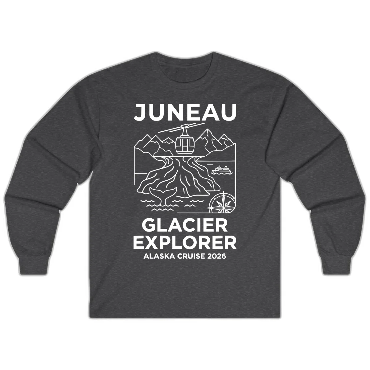 Juneau Glacier Explorer Alaska Cruise 2026 Long Sleeve in Dark Heather