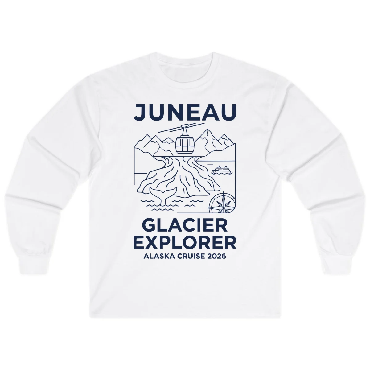 Juneau Glacier Explorer Alaska Cruise 2026 Long Sleeve in White