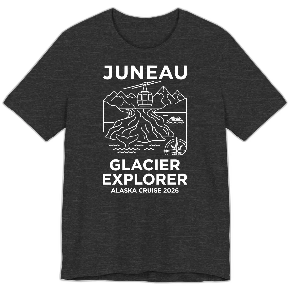 Juneau Glacier Explorer Alaska Cruise 2026 Premium T-Shirt in Dark Grey Heather