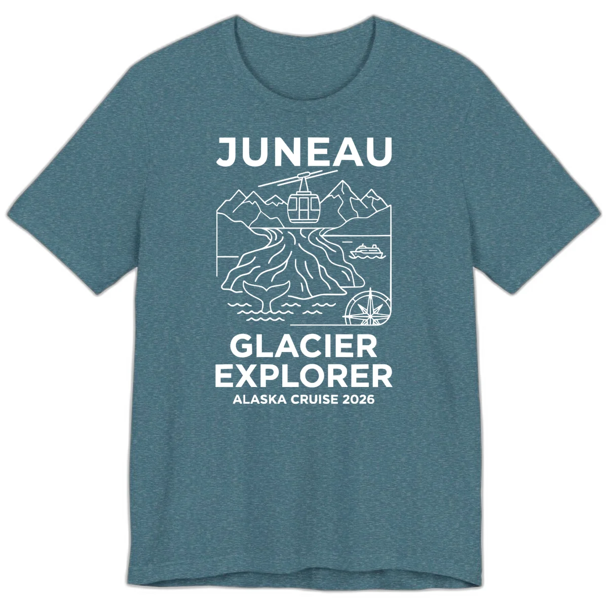 Juneau Glacier Explorer Alaska Cruise 2026 Premium T-Shirt in Heather Deep Teal