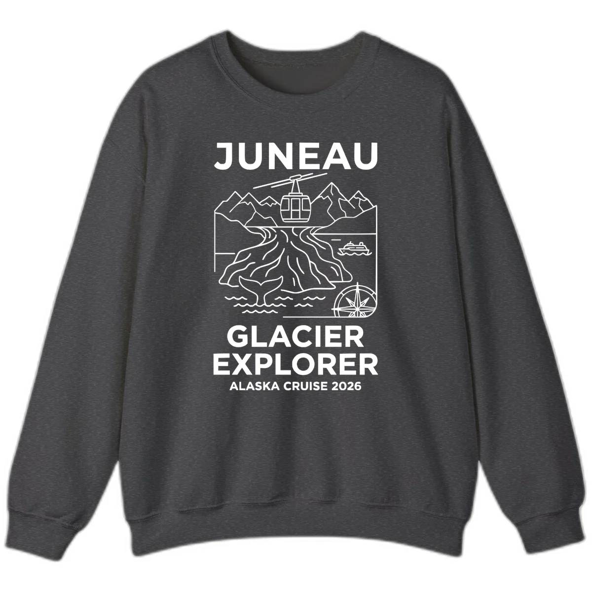 Juneau Glacier Explorer Alaska Cruise 2026 Sweatshirt in Dark Heather