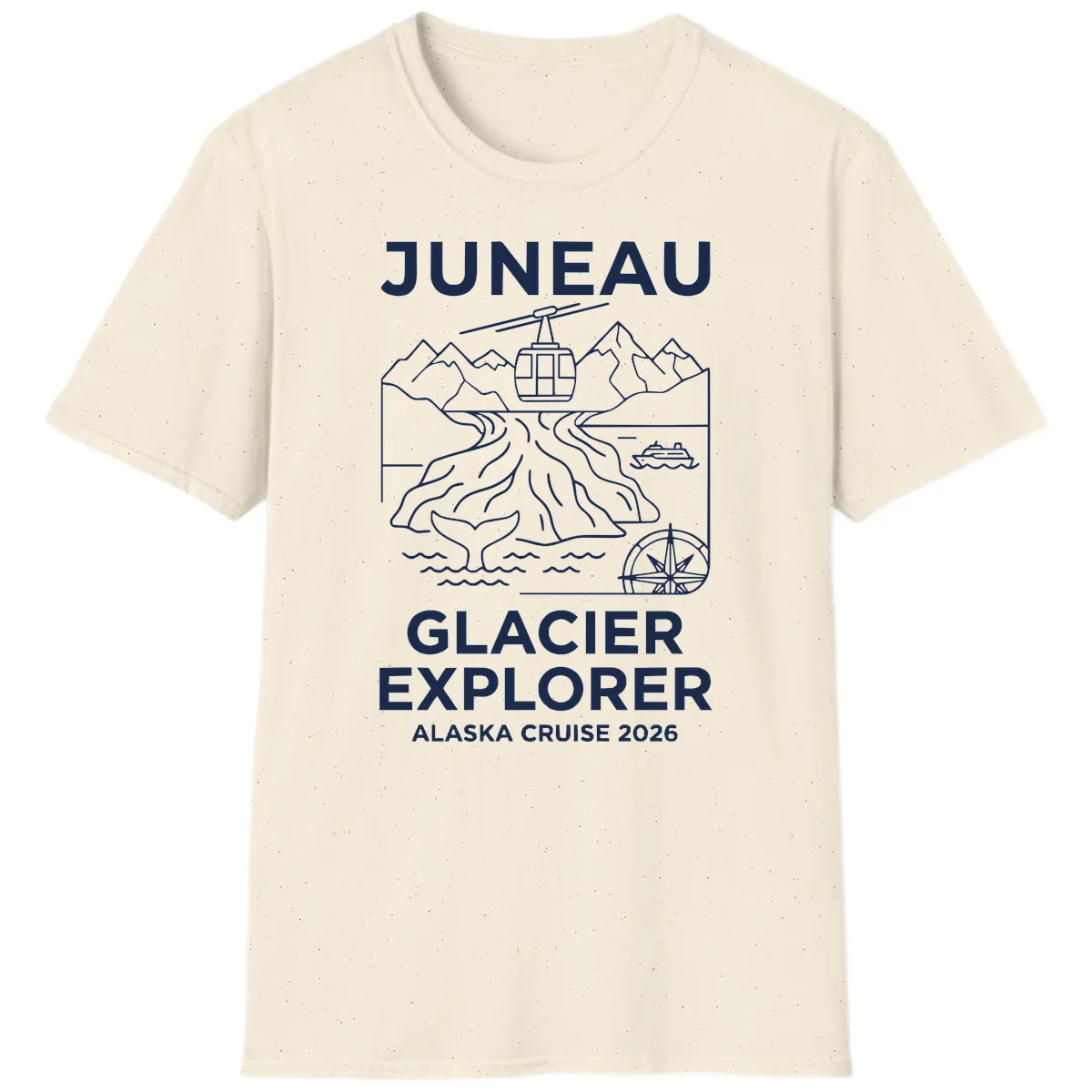 Juneau Glacier Explorer Alaska Cruise 2026 T-Shirt in Natural