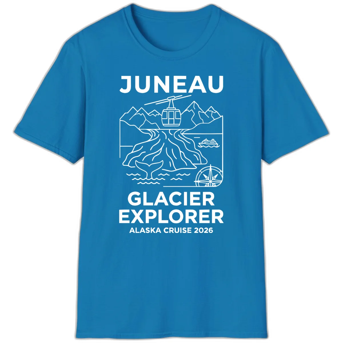 Juneau Glacier Explorer Alaska Cruise 2026 T-Shirt in Sapphire