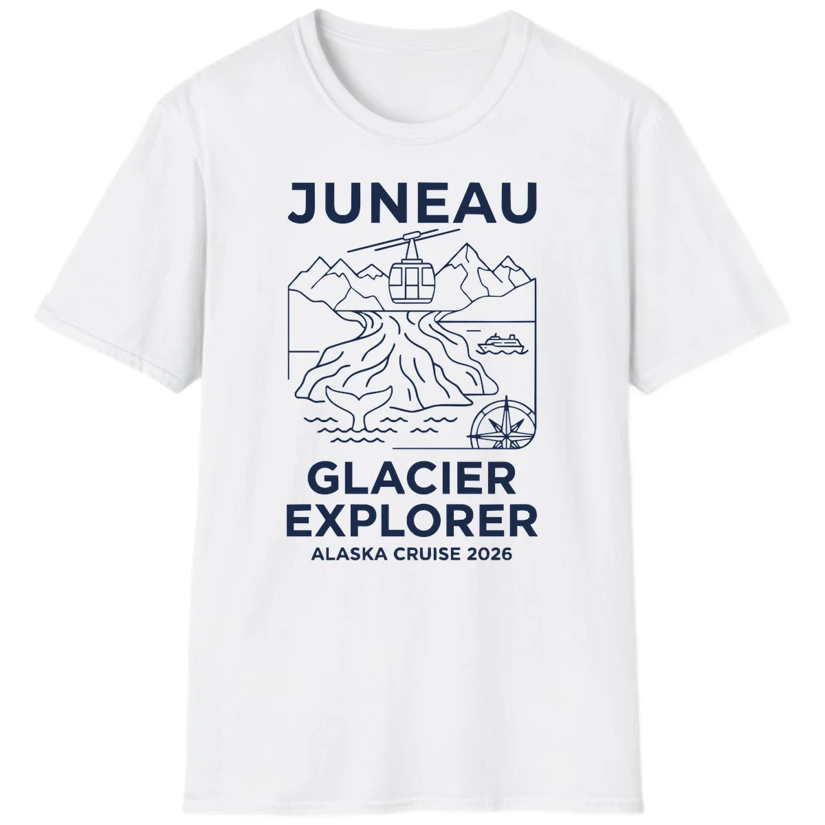 Juneau Glacier Explorer Alaska Cruise 2026 T-Shirt in White