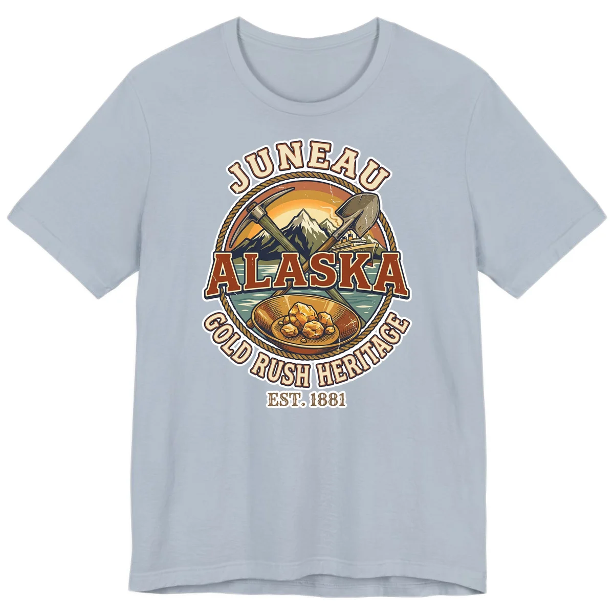 Juneau Alaska Gold Rush Heritage Premium T-Shirt in Light Blue