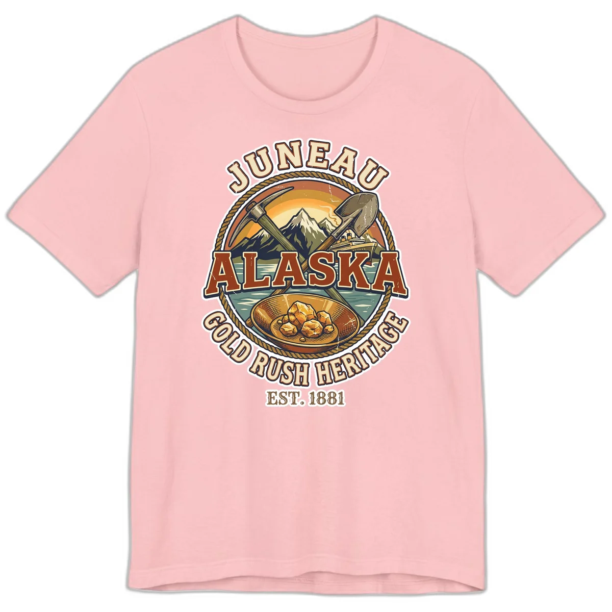 Juneau Alaska Gold Rush Heritage Premium T-Shirt in Pink