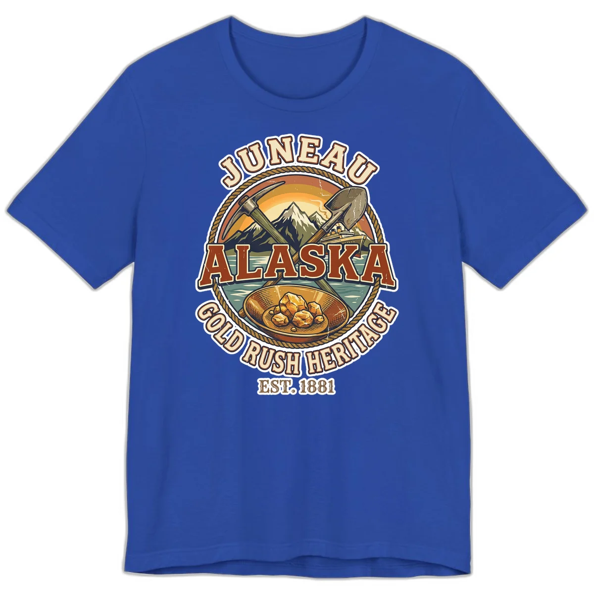 Juneau Alaska Gold Rush Heritage Premium T-Shirt in True Royal