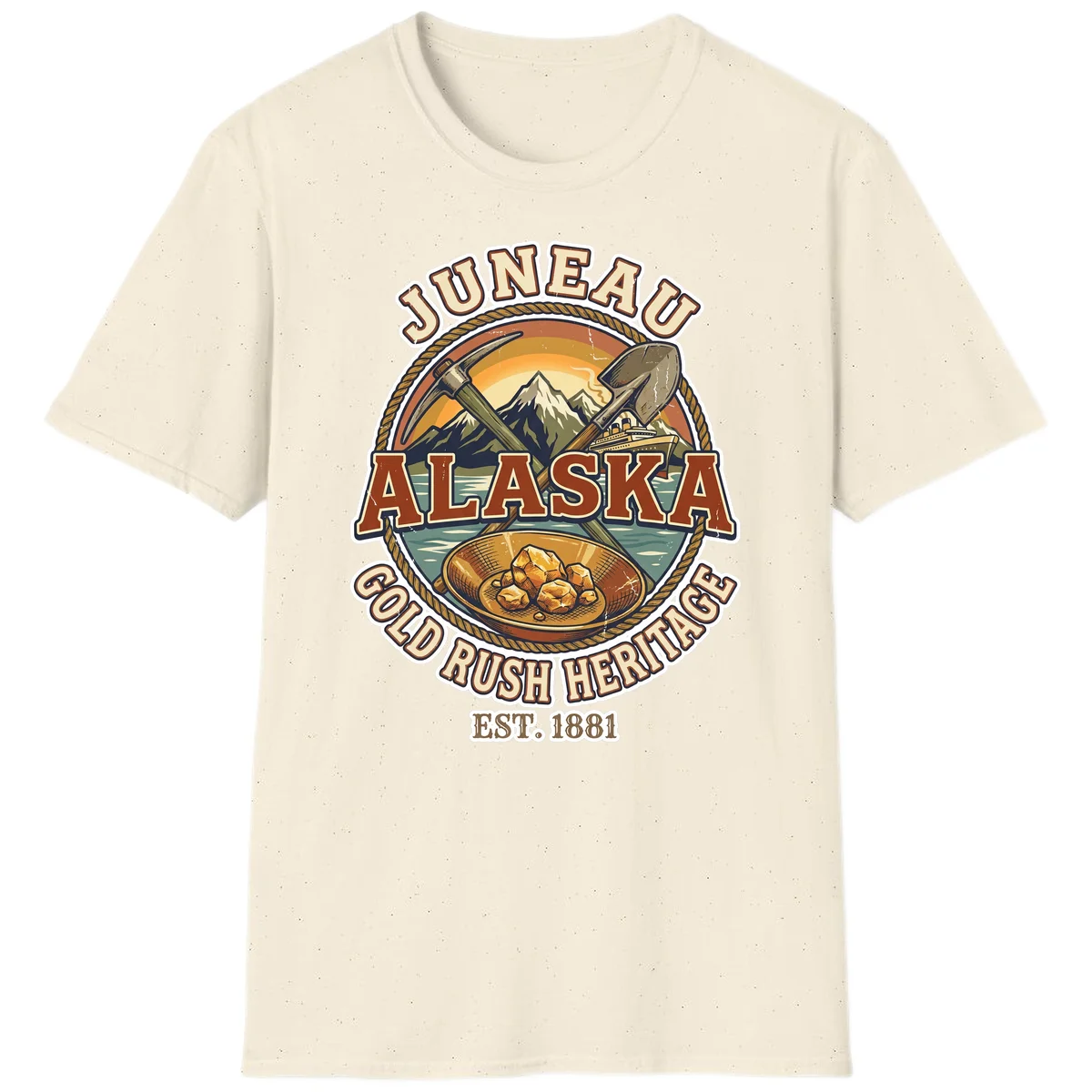 Juneau Alaska Gold Rush Heritage T-Shirt in Natural